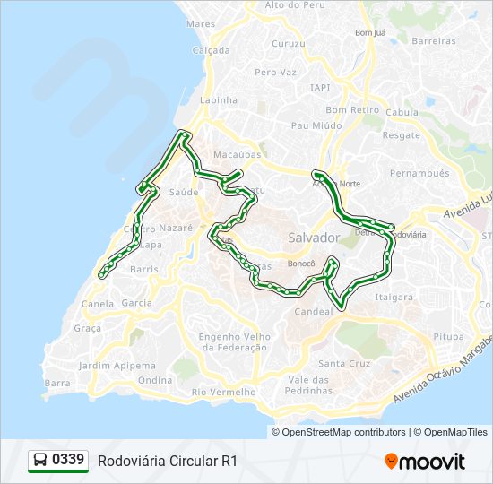 Mapa da linha 0339 de ônibus