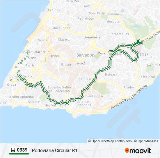 Mapa da linha 0339 de ônibus