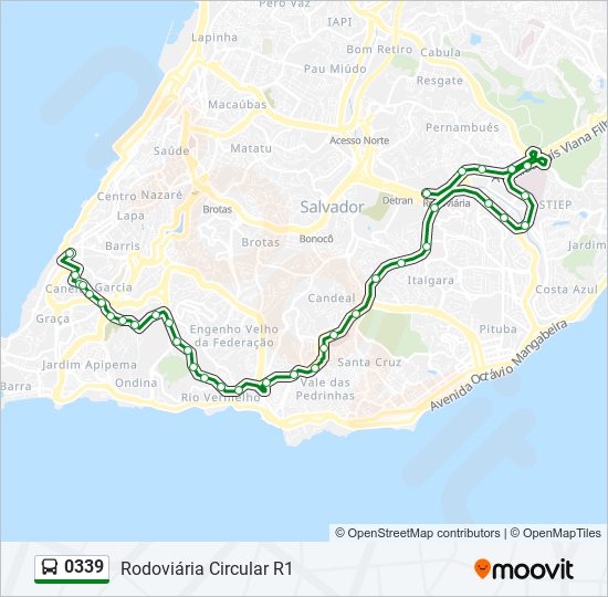 Mapa da linha 0339 de ônibus