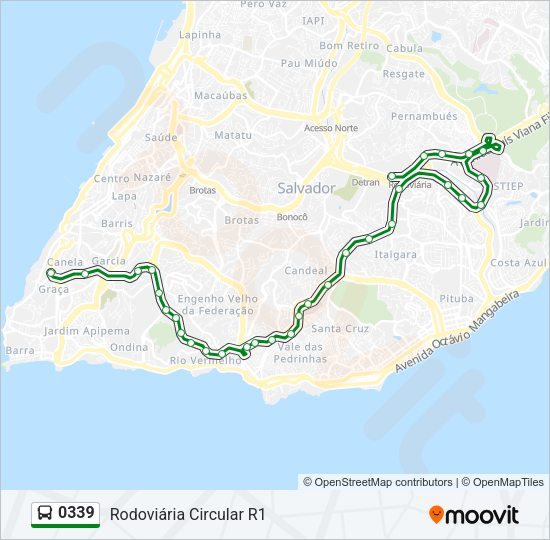 Mapa da linha 0339 de ônibus
