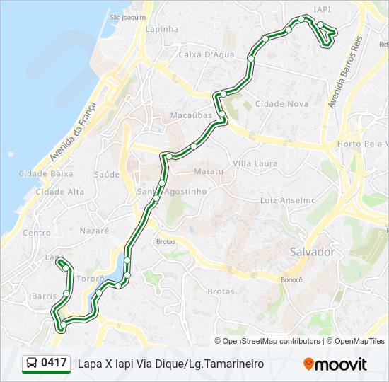 Mapa da linha 0417 de ônibus