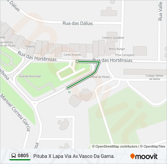Mapa da linha 0805 de ônibus