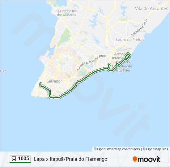 Mapa da linha 1005 de ônibus