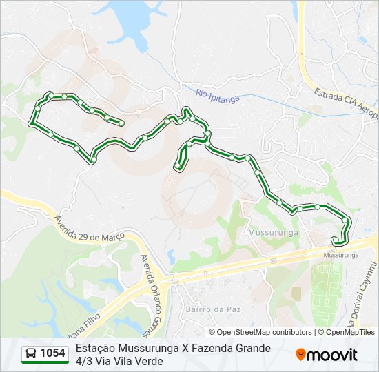 Mapa de 1054 de autobús