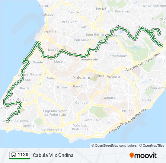 Mapa de 1130 de autobús