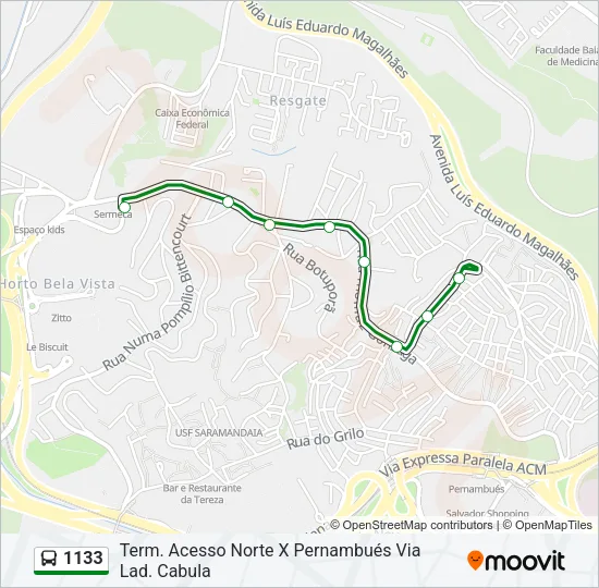 1133 Bus Line Map