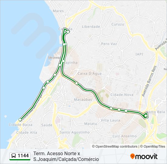 Mapa da linha 1144 de ônibus