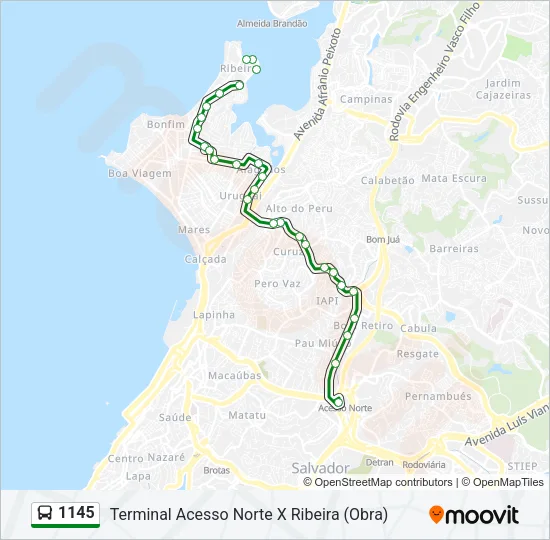 1145 Bus Line Map