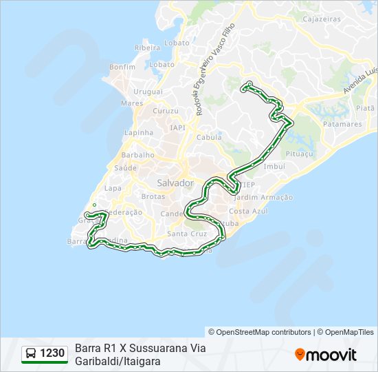Mapa de 1230 de autobús