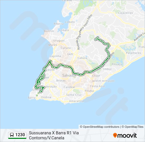 Mapa da linha 1230 de ônibus