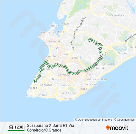 Mapa da linha 1230 de ônibus