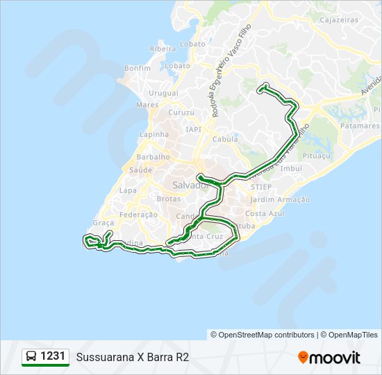 Mapa da linha 1231 de ônibus