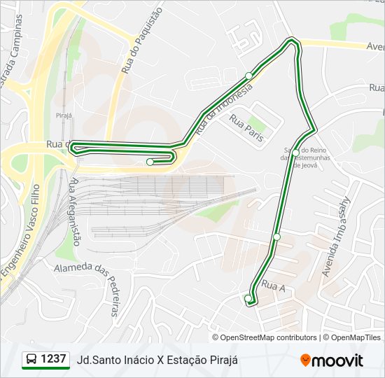 Mapa da linha 1237 de ônibus