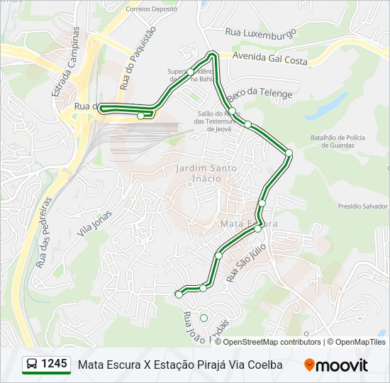 Mapa da linha 1245 de ônibus