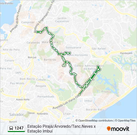 Mapa da linha 1247 de ônibus