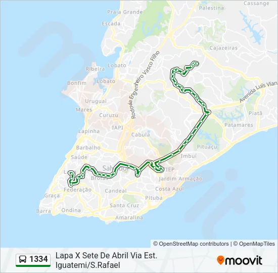 1334 Bus Line Map