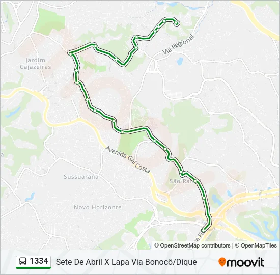 1334 Bus Line Map
