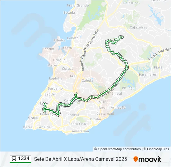 1334 Bus Line Map