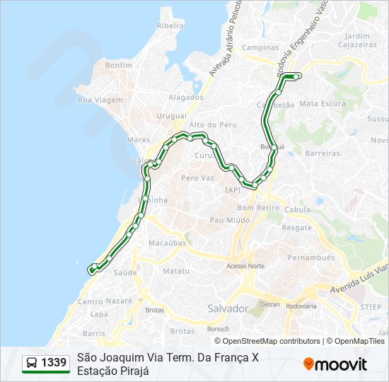 Mapa da linha 1339 de ônibus