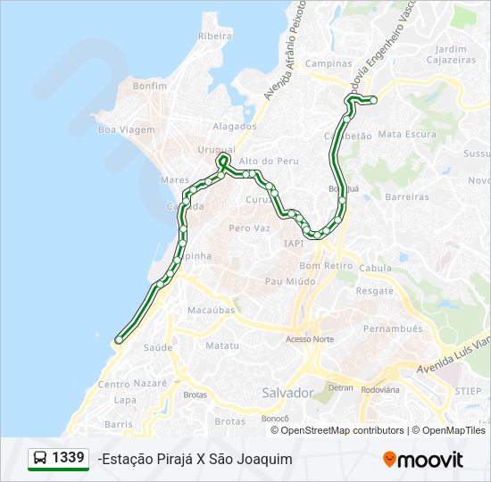 Mapa da linha 1339 de ônibus