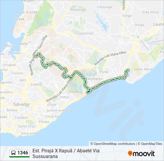 Mapa da linha 1346 de ônibus