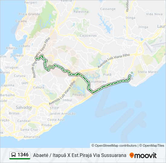 Mapa da linha 1346 de ônibus