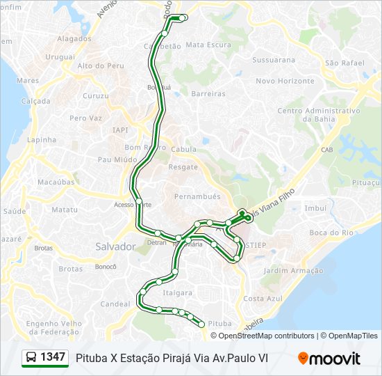 Mapa da linha 1347 de ônibus