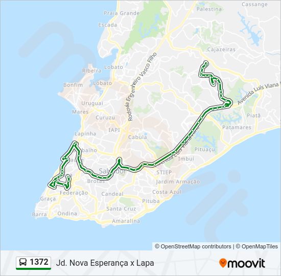 Mapa da linha 1372 de ônibus