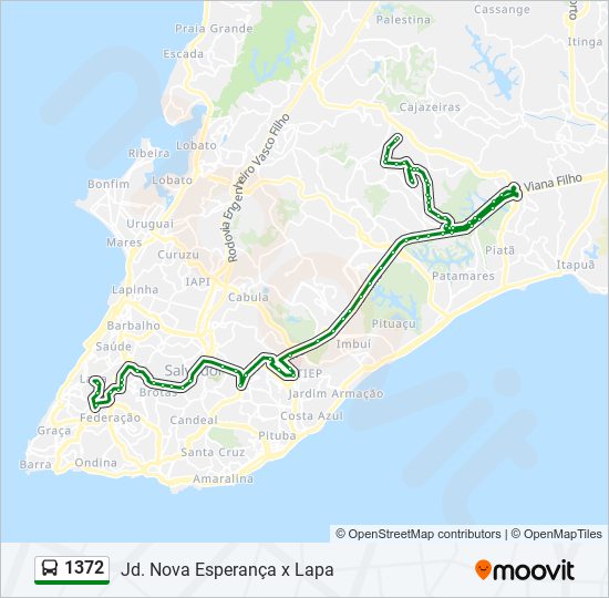 Mapa da linha 1372 de ônibus