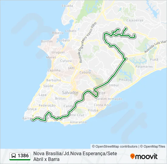 1386 Bus Line Map