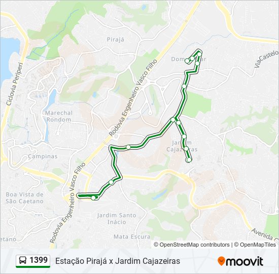 Mapa da linha 1399 de ônibus