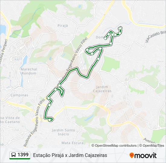 Mapa da linha 1399 de ônibus