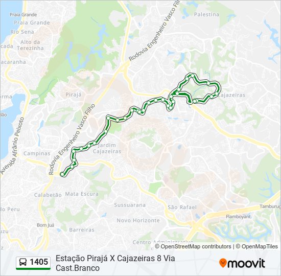 Mapa da linha 1405 de ônibus