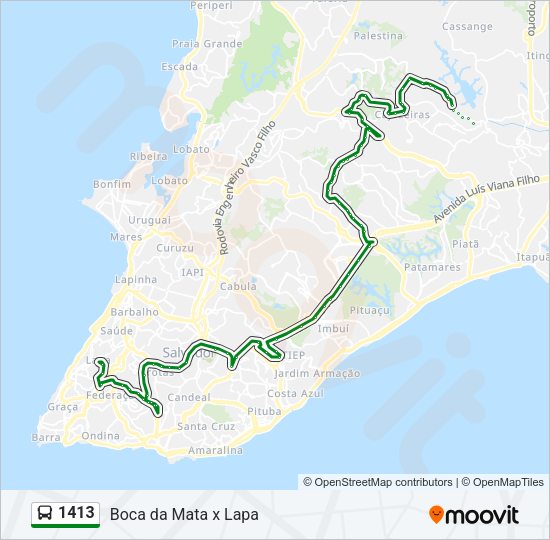 Mapa da linha 1413 de ônibus