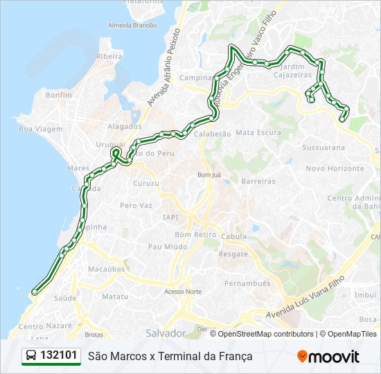 Mapa de 132101 de autobús