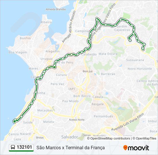 Mapa de 132101 de autobús