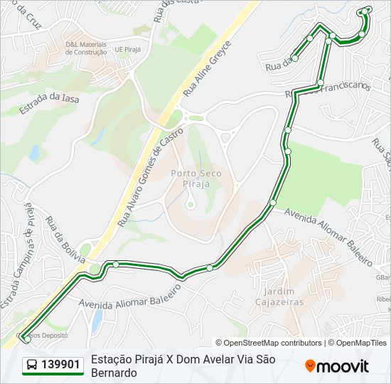 Mapa da linha 139901 de ônibus