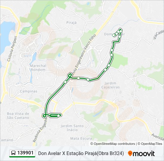 Mapa da linha 139901 de ônibus