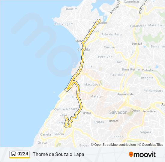 Mapa da linha 0224 de ônibus