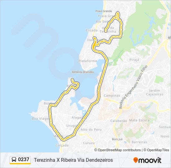 Mapa da linha 0237 de ônibus