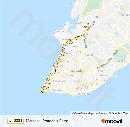 Mapa da linha 0321 de ônibus