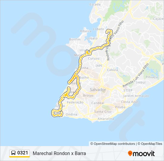 Mapa da linha 0321 de ônibus