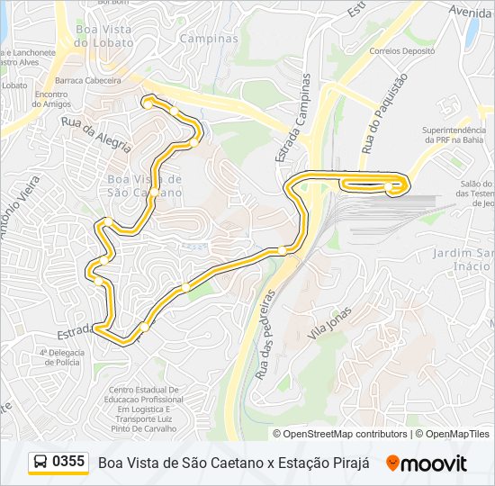 Mapa da linha 0355 de ônibus