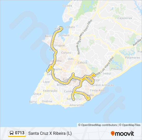 Mapa da linha 0713 de ônibus