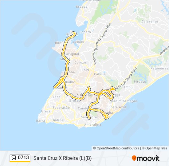 Mapa da linha 0713 de ônibus