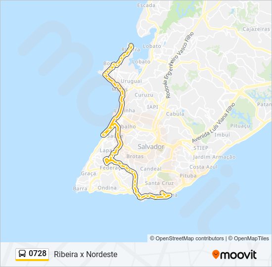 Mapa da linha 0728 de ônibus