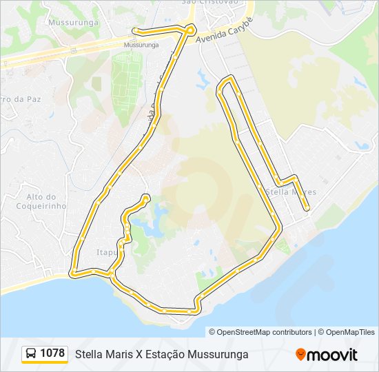 Mapa da linha 1078 de ônibus