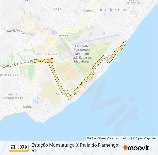 Mapa da linha 1079 de ônibus