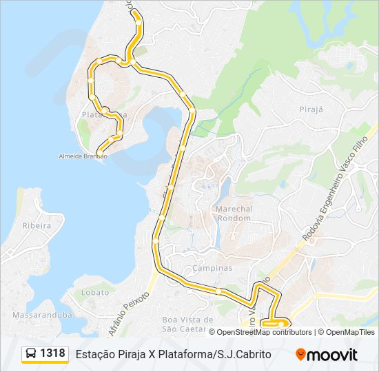 Mapa de 1318 de autobús