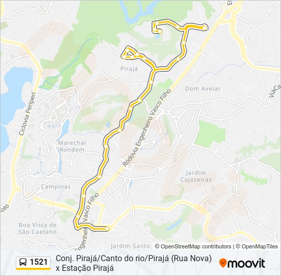 Mapa da linha 1521 de ônibus